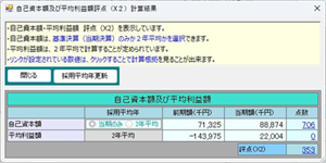 評点Ｘ２計算結果画面