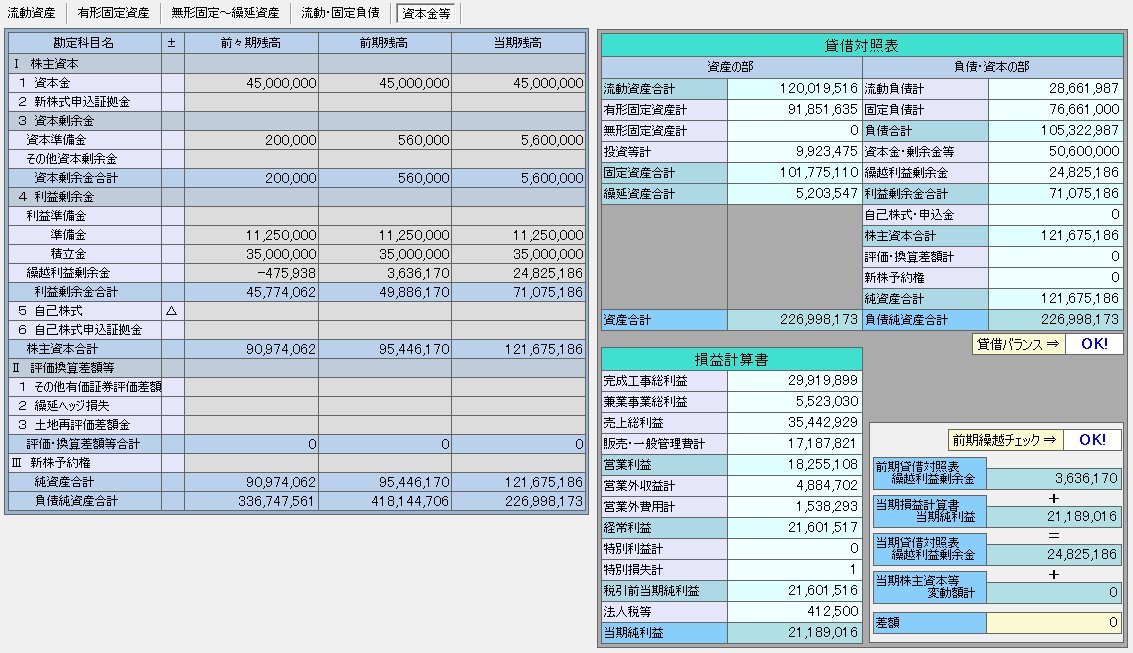 財務諸表入力画面